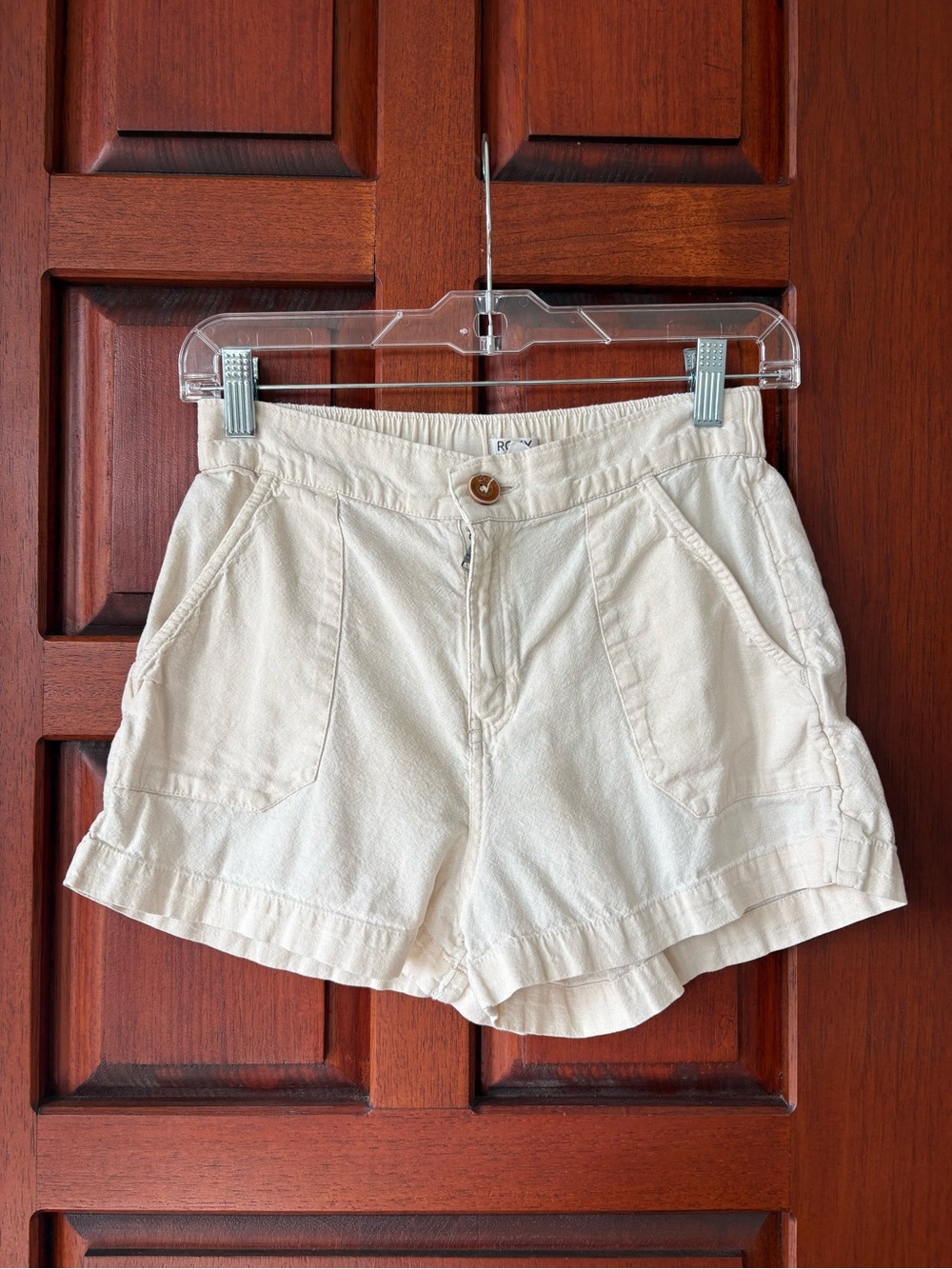 Roxy Women's Cream Linen Cotton Shorts Size M